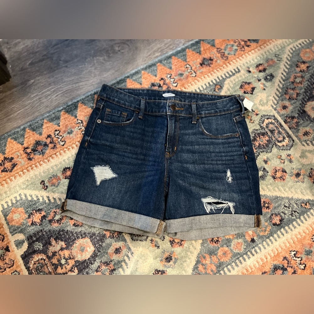 NWT jean shorts with a semi-relaxed fit.